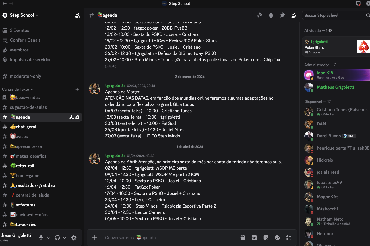 Servidor da Step School no Discord